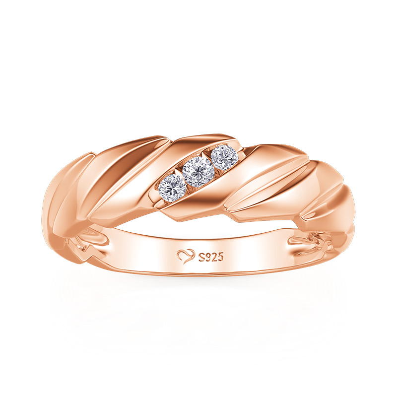 Et maison Braided Twisted Rose Gold Round Cut Men's Wedding Band