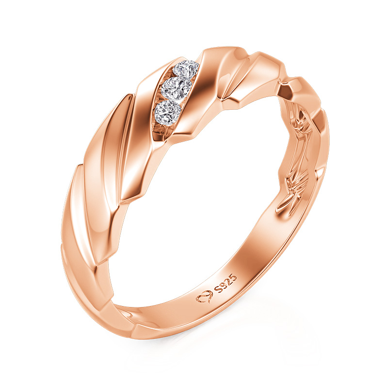 Et maison Braided Twisted Rose Gold Round Cut Men's Wedding Band