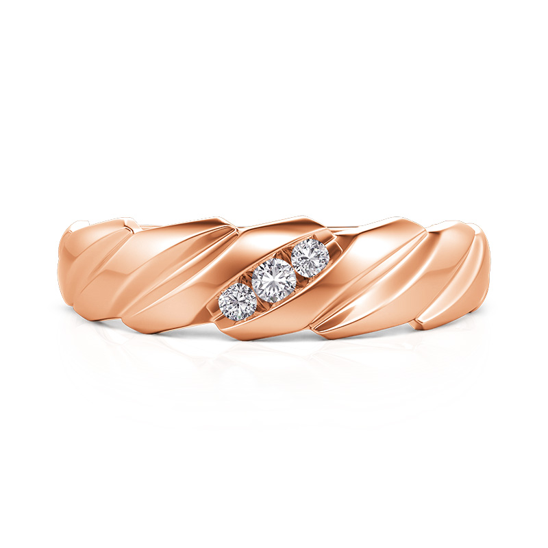 Et maison Braided Twisted Rose Gold Round Cut Men's Wedding Band