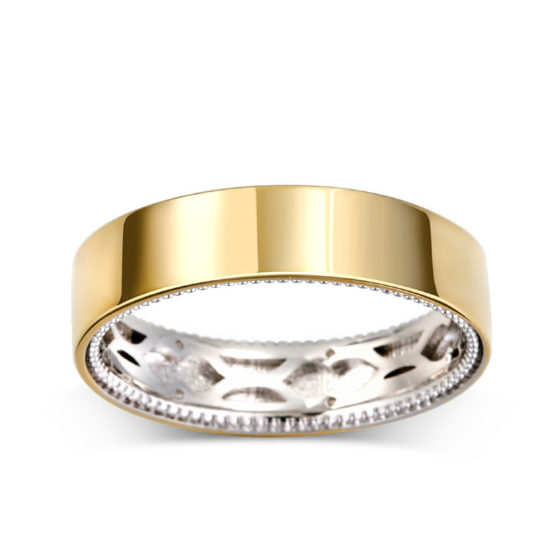 Et maison Two Tone Floral and Leaf Carved Unique Sterling Silver Men's Band