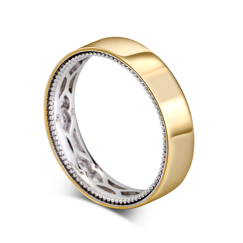 Et maison Two Tone Floral and Leaf Carved Unique Sterling Silver Men's Band