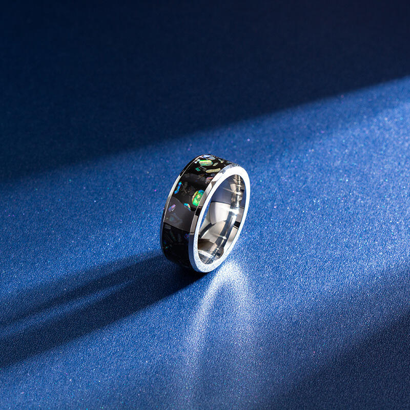 Et maison Abalone Shell Titanium Steel Men's Band