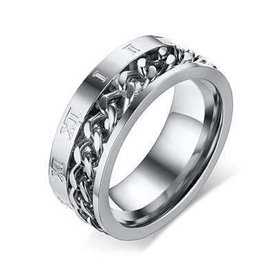 Et maison Rotatable Chain Roman Numerals Stainless Steel Men's Band