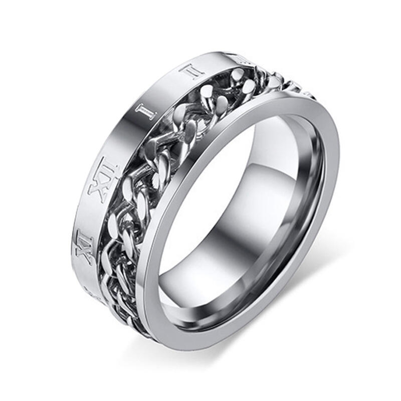 Et maison Rotatable Chain Roman Numerals Stainless Steel Men's Band