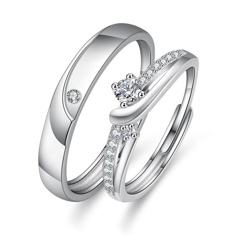 Et maison Double Stone Couple Sterling Silver Men's Ring