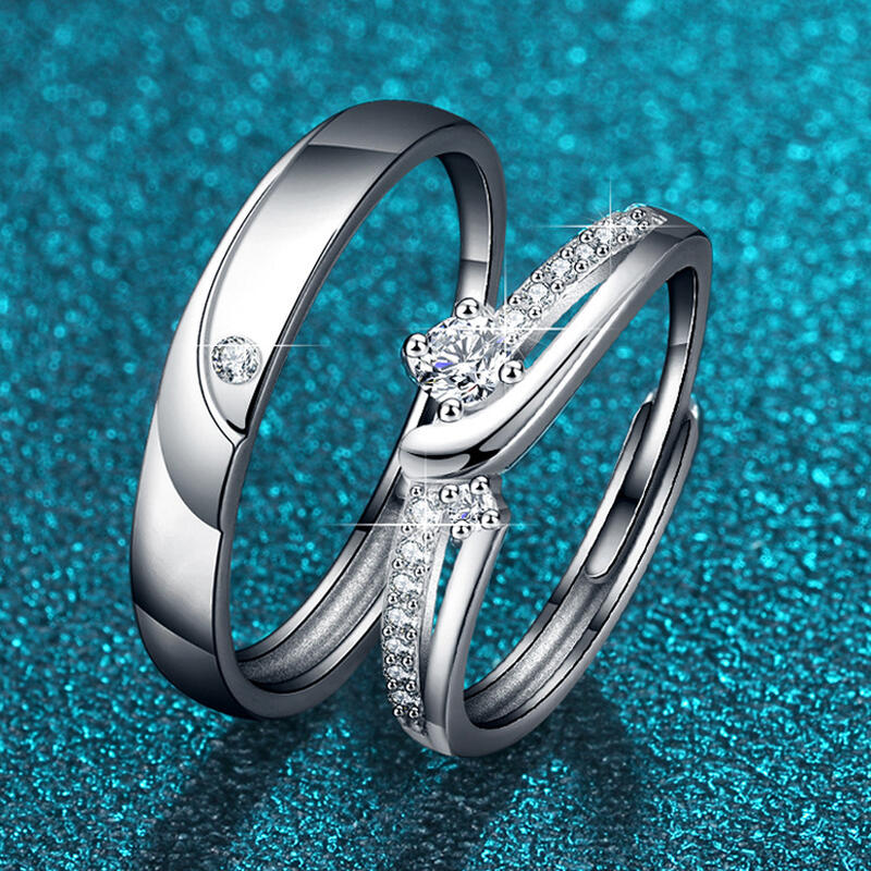 Et maison Double Stone Couple Sterling Silver Men's Ring