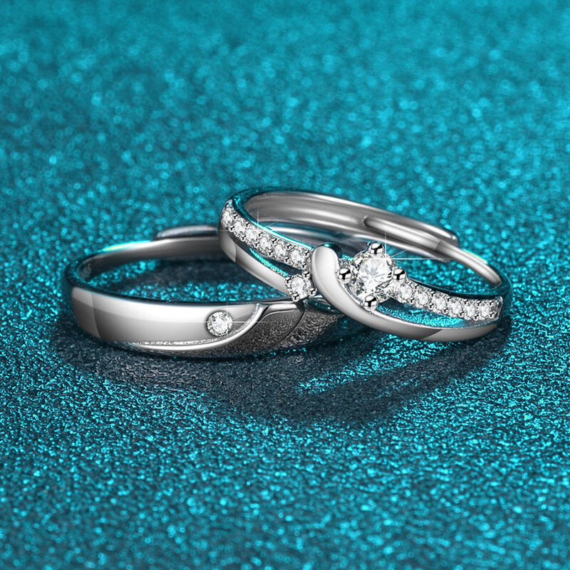 Et maison Double Stone Couple Sterling Silver Men's Ring