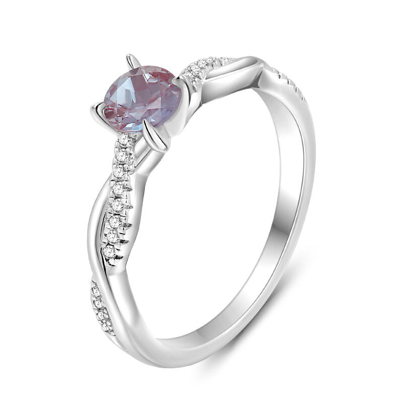 Et maison Twist Alexandrite Ring Round Cut Sterling Silver