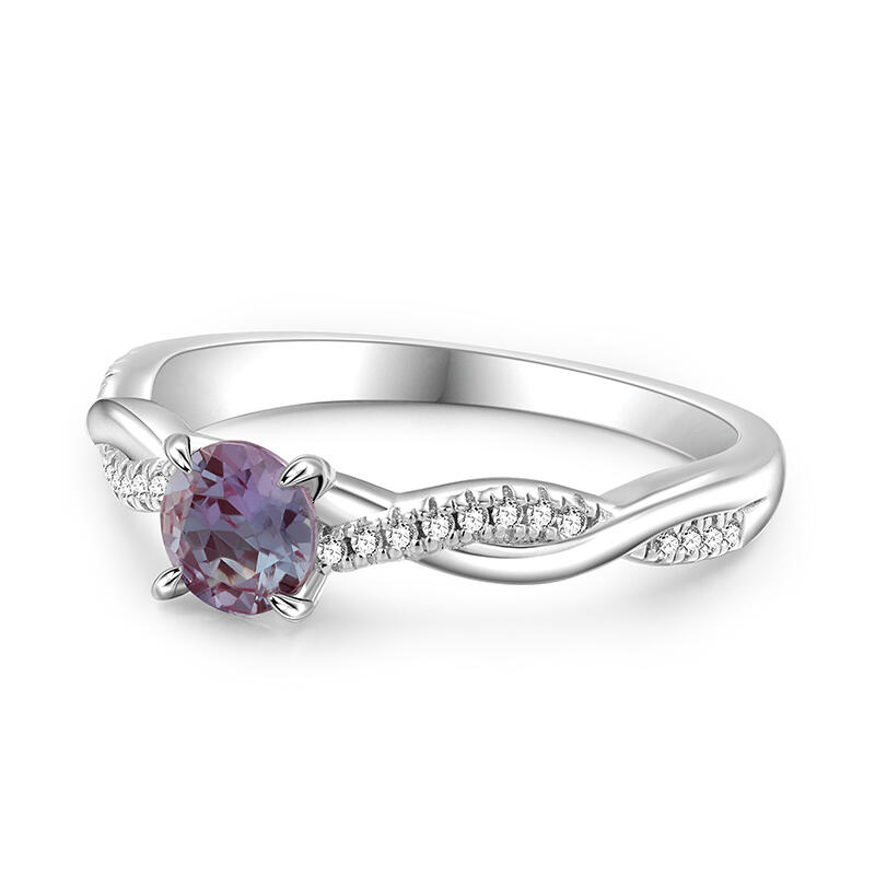 Et maison Twist Alexandrite Ring Round Cut Sterling Silver