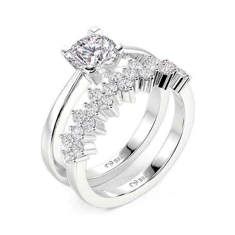 Et maison Classic Cluster Round Cut Bridal Set 2PCS