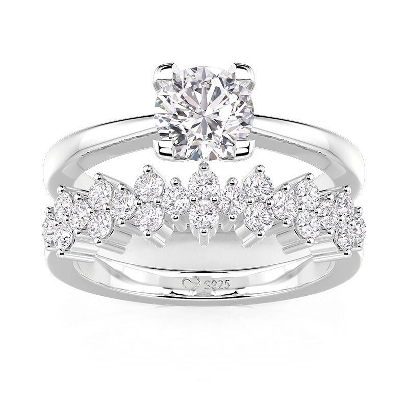 Et maison Classic Cluster Round Cut Bridal Set 2PCS
