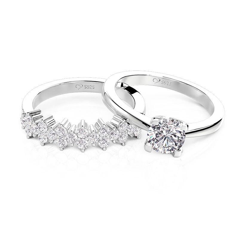 Et maison Classic Cluster Round Cut Bridal Set 2PCS