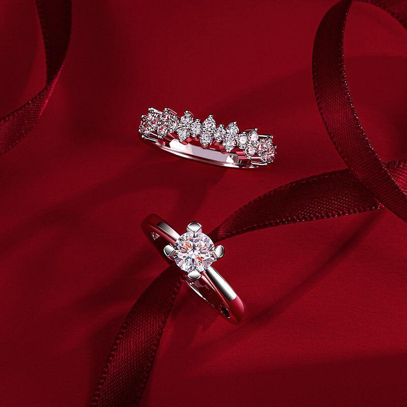 Et maison Classic Cluster Round Cut Bridal Set 2PCS