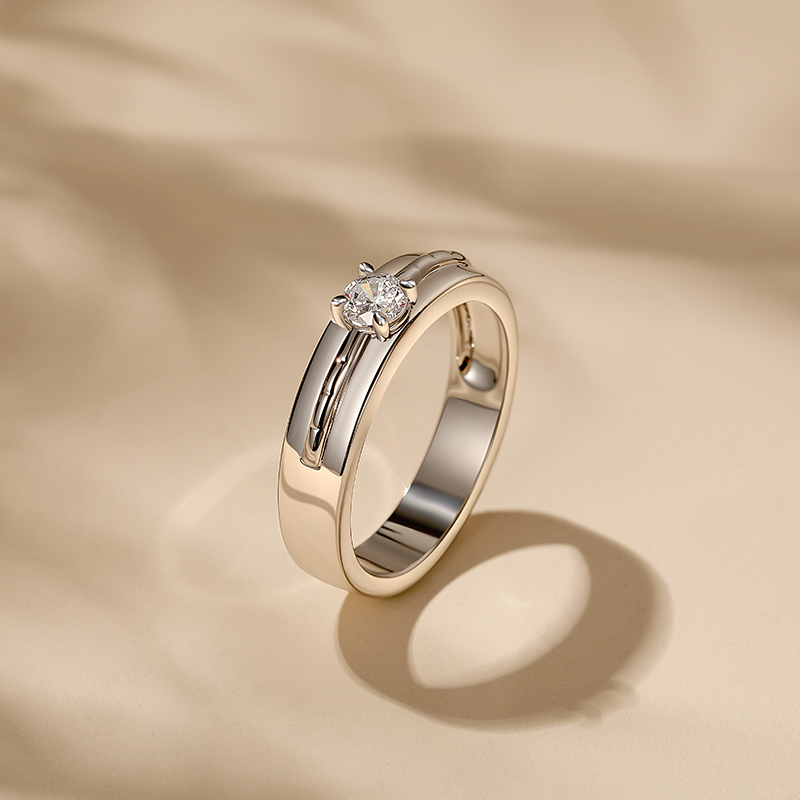 Et maison Custom Bamboo Inspired Solitaire Engagement Ring for Men