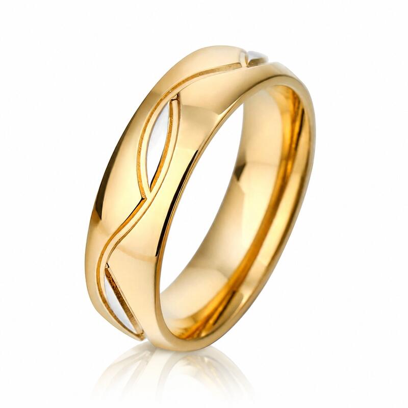 Et maison Gold Tone Titanium Steel Men's Band