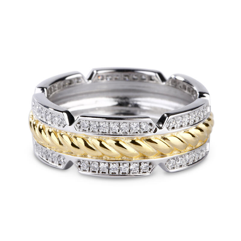Et maison Two Tone Rope Sterling Silver Men's Band