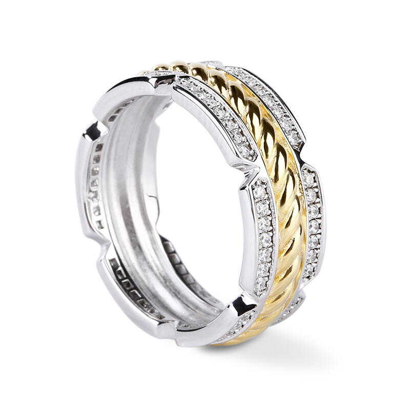 Et maison Two Tone Rope Sterling Silver Men's Band