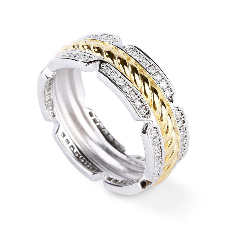 Et maison Two Tone Rope Sterling Silver Men's Band