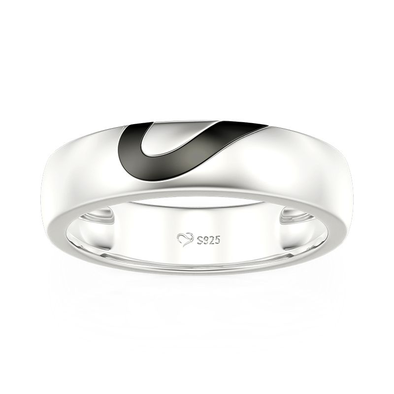 Et maison Heart Shape Sterling Silver Men's Band