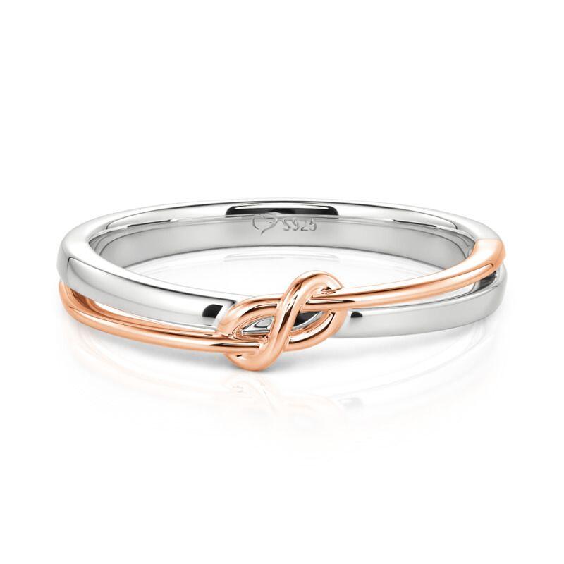 Et maison Two Tone Knot Wedding Band for Men Sterling Silver