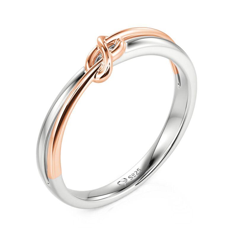 Et maison Two Tone Knot Wedding Band for Men Sterling Silver