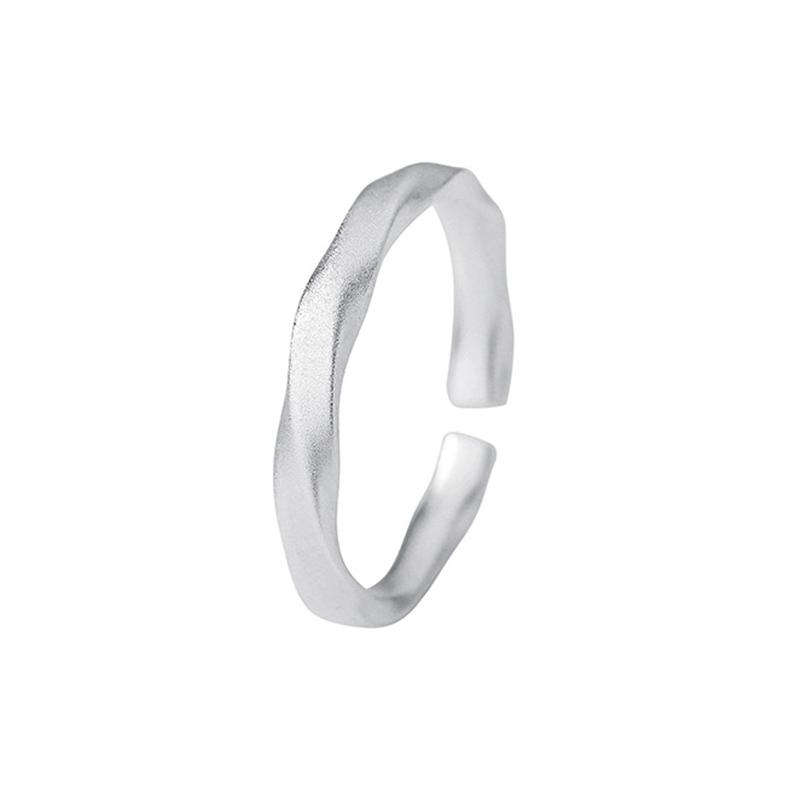 Et maison Twist Texture Matte Sterling Silver Adjustable Men's Band
