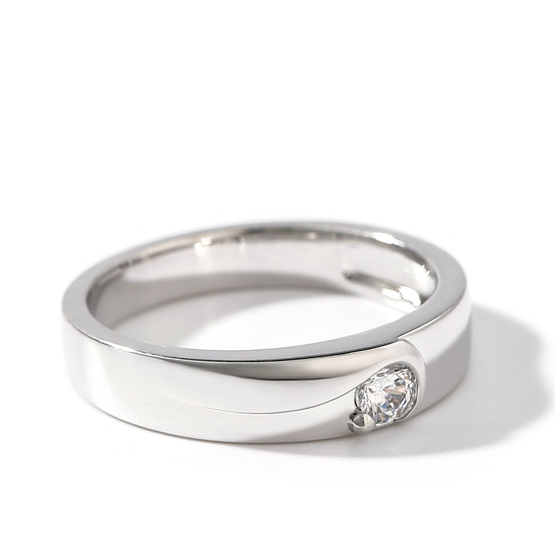 Et maison Simple Round Cut Sterling Silver Men's Ring