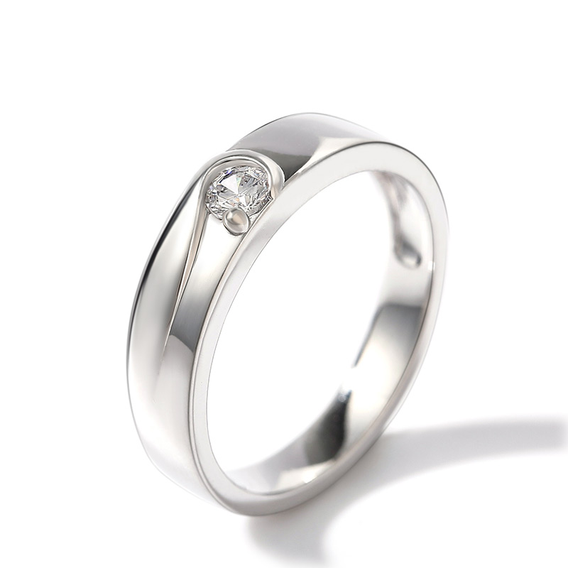 Et maison Simple Round Cut Sterling Silver Men's Ring