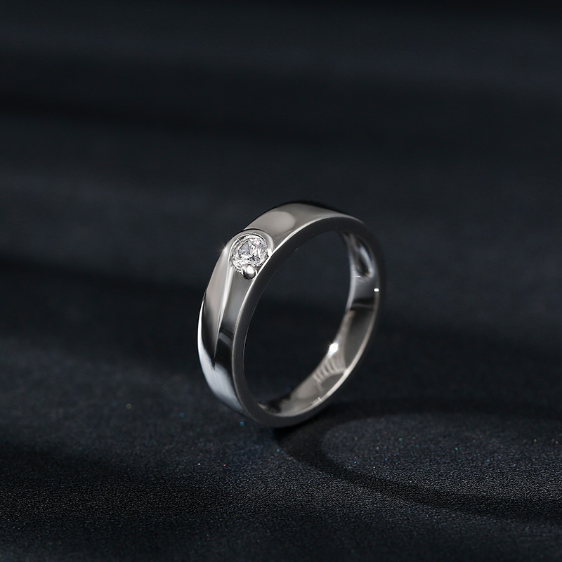 Et maison Simple Round Cut Sterling Silver Men's Ring
