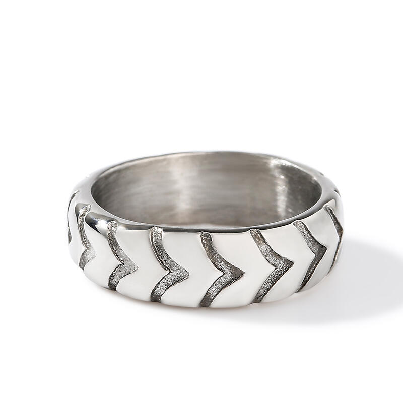 Et maison Tire Pattern Stainless Steel Men's Band