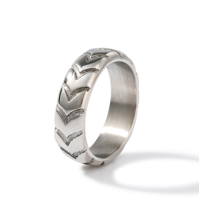 Et maison Tire Pattern Stainless Steel Men's Band