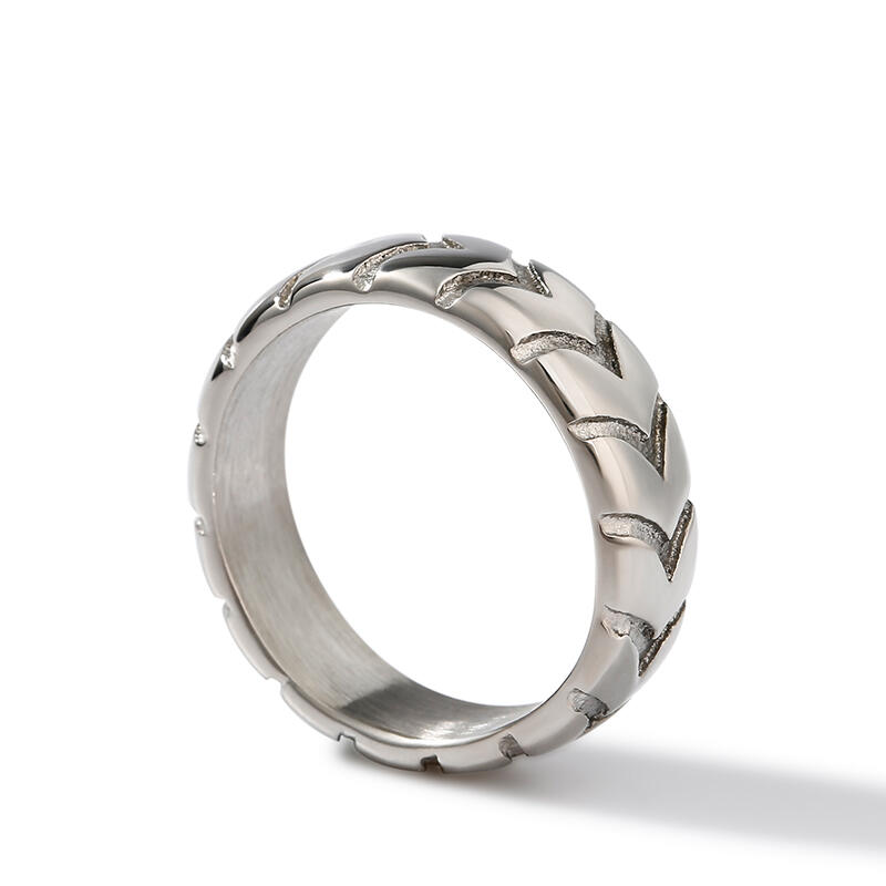 Et maison Tire Pattern Stainless Steel Men's Band