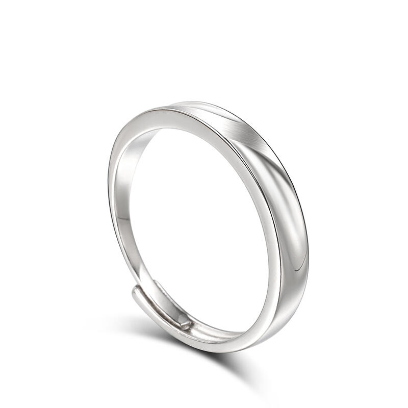 Et maison "Love Never Fails" Simple Matte Adjustable Sterling Silver Men's Band