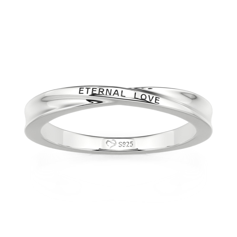 Et maison Twist Engraved Men's Wedding Band Sterling Silver
