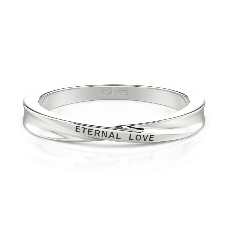Et maison Twist Engraved Men's Wedding Band Sterling Silver