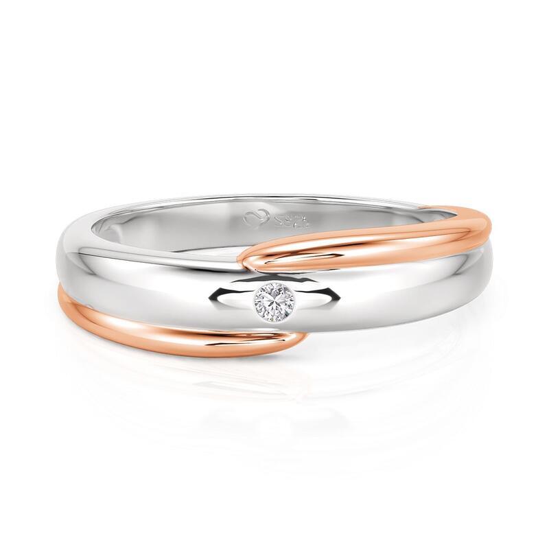 Et maison Amore Classic Men's Two-Tone Ring Sterling Silver