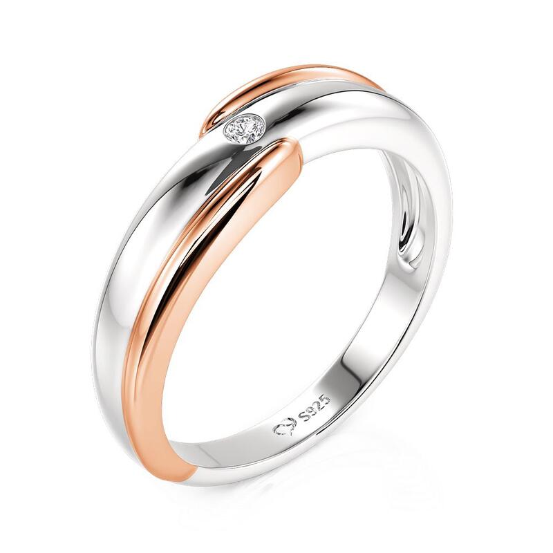 Et maison Amore Classic Men's Two-Tone Ring Sterling Silver