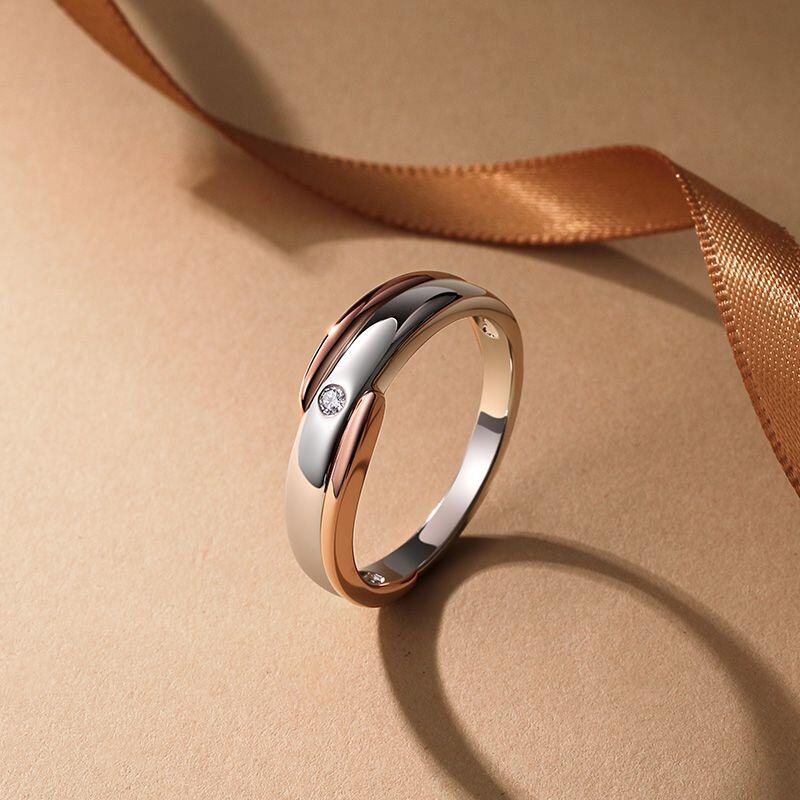 Et maison Amore Classic Men's Two-Tone Ring Sterling Silver