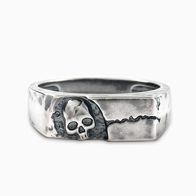 Et maison "Rock" Skull Design Sterling Silver Band