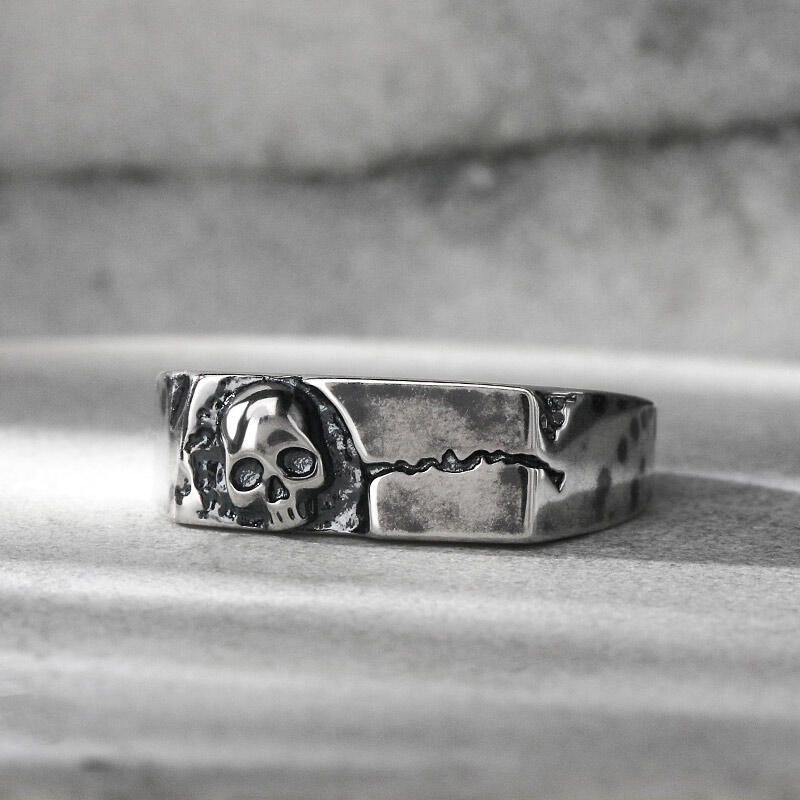 Et maison "Rock" Skull Design Sterling Silver Band