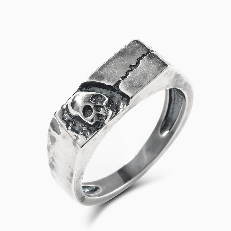 Et maison "Rock" Skull Design Sterling Silver Band