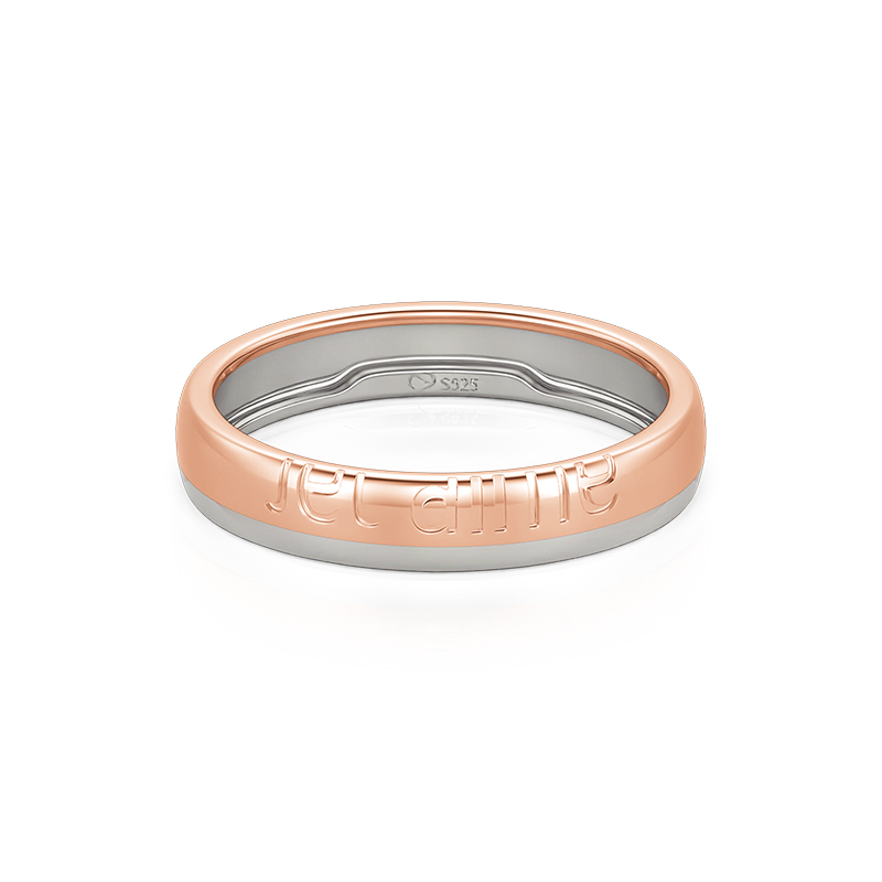 Et maison Two Tone "Je T'aime" Matching Wedding Band for Men