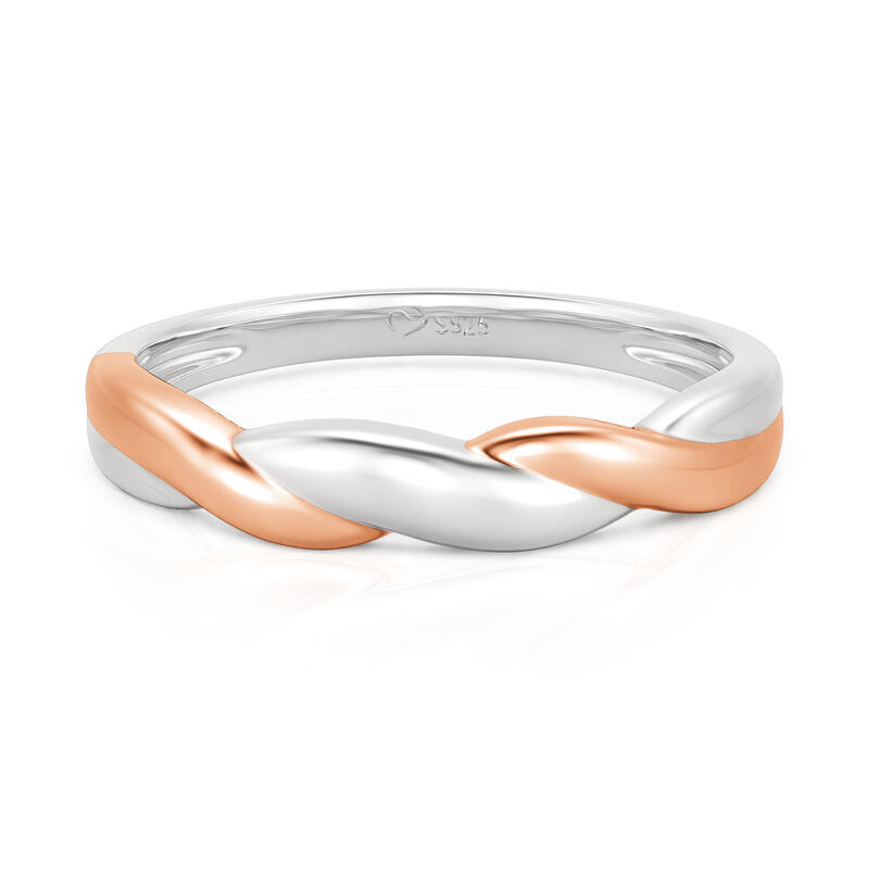 Et maison Amore Two Tone Twist Ring for Men Sterling Silver