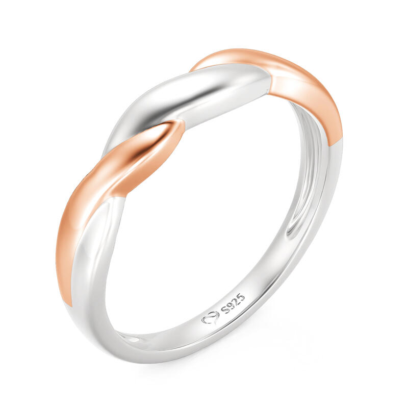 Et maison Amore Two Tone Twist Ring for Men Sterling Silver