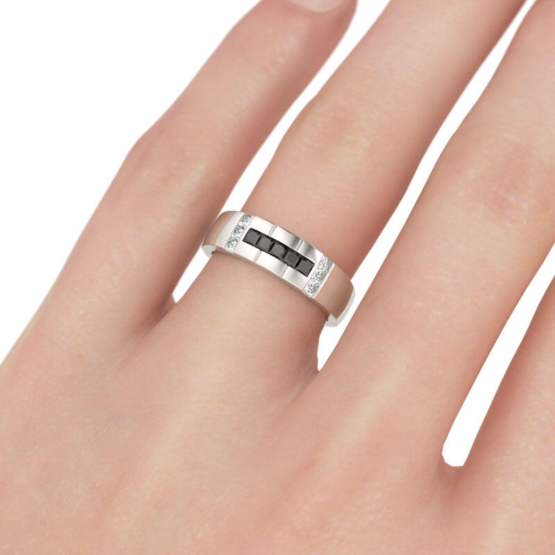 Et maison Simple Princess Cut Sterling Silver Men's Band