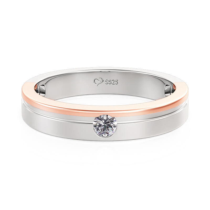 Et maison Classic Two Tone Men's Wedding Band Sterling Silver