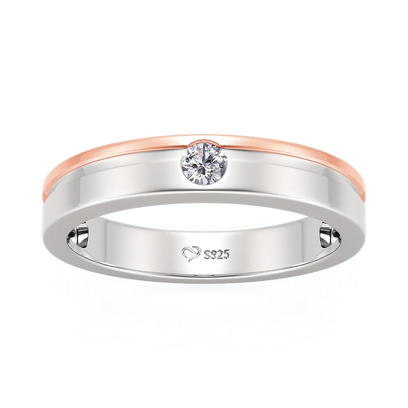 Et maison Classic Two Tone Men's Wedding Band Sterling Silver