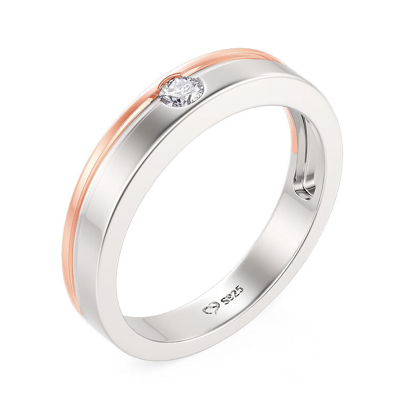 Et maison Classic Two Tone Men's Wedding Band Sterling Silver