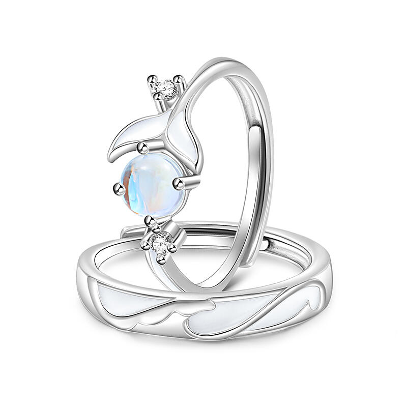 Et maison Glowing Band Glazestone Adjustable Sterling Silver Couple Rings