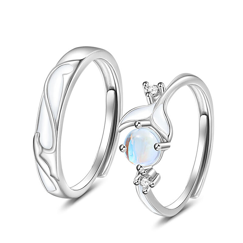 Et maison Glowing Band Glazestone Adjustable Sterling Silver Couple Rings